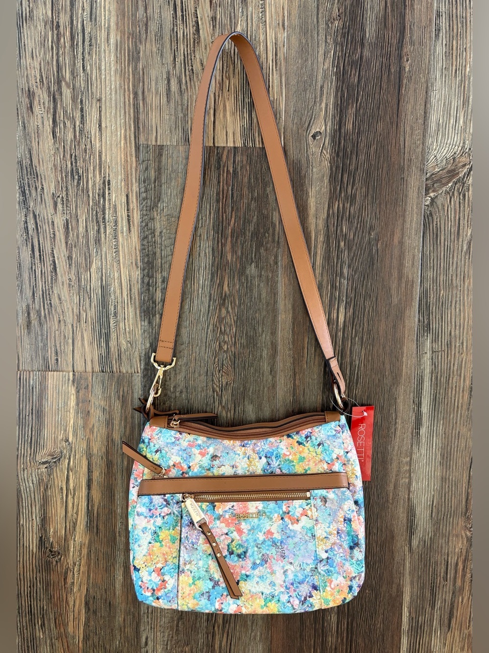 NWT Rosetti Bianca Coho Shoulder Handbag Ditsy Daisy Rose Gold Tone Hardware
